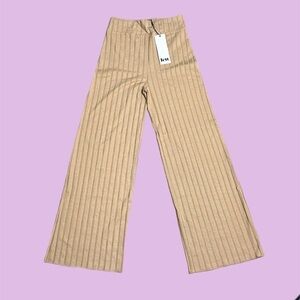 NWT Lett Women’s Biarritz High Rise Ribbed Knit Wide Leg Pants in Camel Sz XS